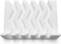 Silicone Draining Soap Dish, Sloped Angled Design, Chevron Pattern, Universal Fit, Extra Thick (White, 4.5"x3.2")