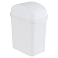 1.8 Gallon Swing Top Lid Trash Can, Small Plastic Garbage Can, White
