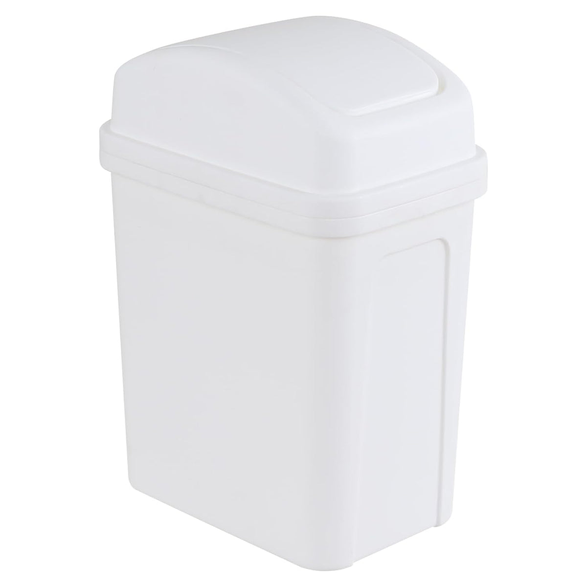 1.8 Gallon Swing Top Lid Trash Can, Small Plastic Garbage Can, White