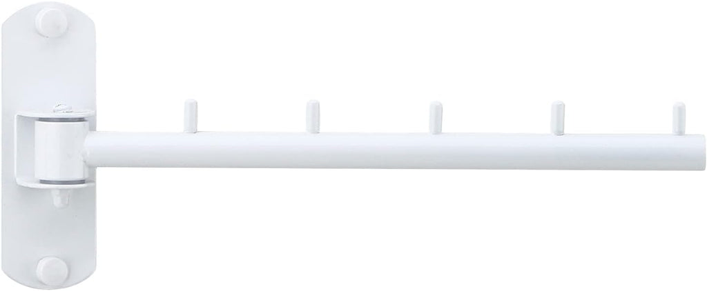 Folding Wall Mounted Clothes Hanger Rack with Swing Arm Stainless Steel Heavy Duty Coat Hook for Bathroom, Bedroom, Laundry Room- White