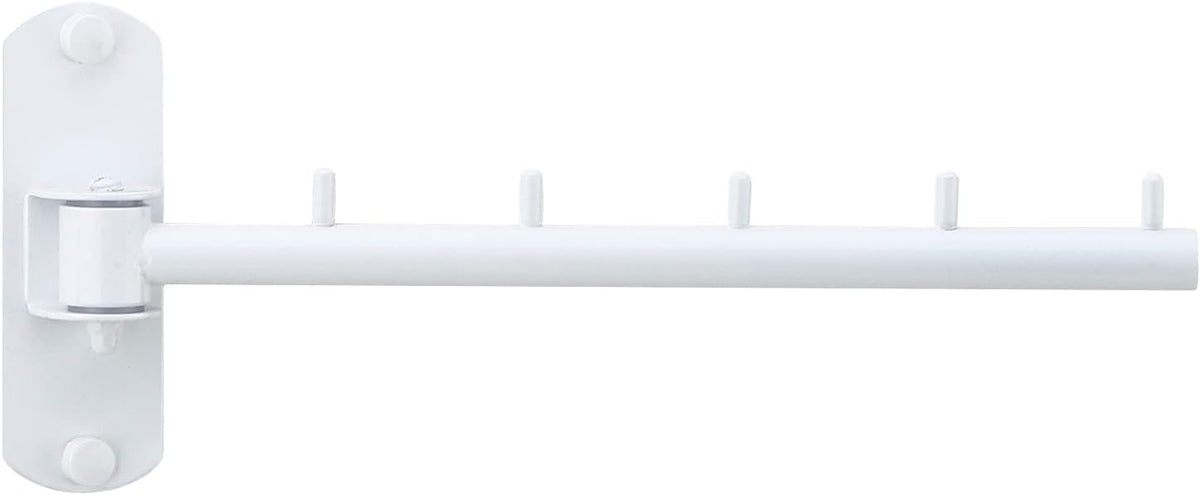 Folding Wall Mounted Clothes Hanger Rack with Swing Arm Stainless Steel Heavy Duty Coat Hook for Bathroom, Bedroom, Laundry Room- White