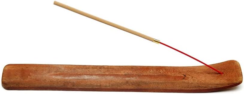 Incense Garden Wood Incense Stick Holder - 10 Inches Long - Wooden Ash Catcher - Simple and Elegant