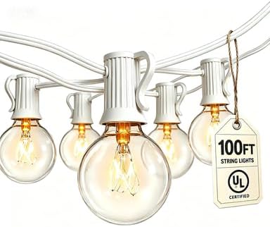 Outdoor String Light, 100Ft Waterproof Patio Lights with 105 Glass Bulbs