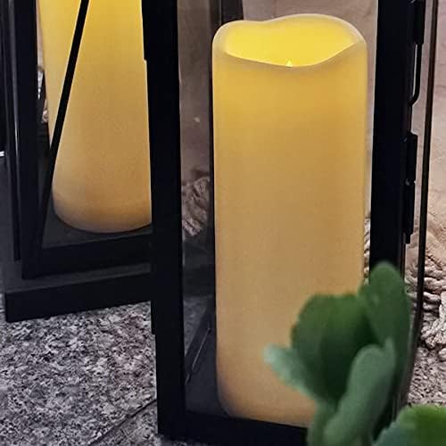 2 PCS 3" x 8" Waterproof LED Flameless Timer Candles, 1000 Hours Long Battery Life/Flickering Battery Operated Electric Outdoor LED Large Pillar Candle for Outside Lantern Festival Decor