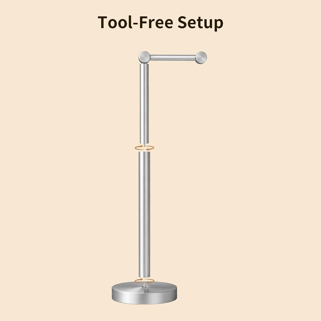 YUMORE Toilet Paper Holder Stand, Minimalist Design, Brushed Nickel