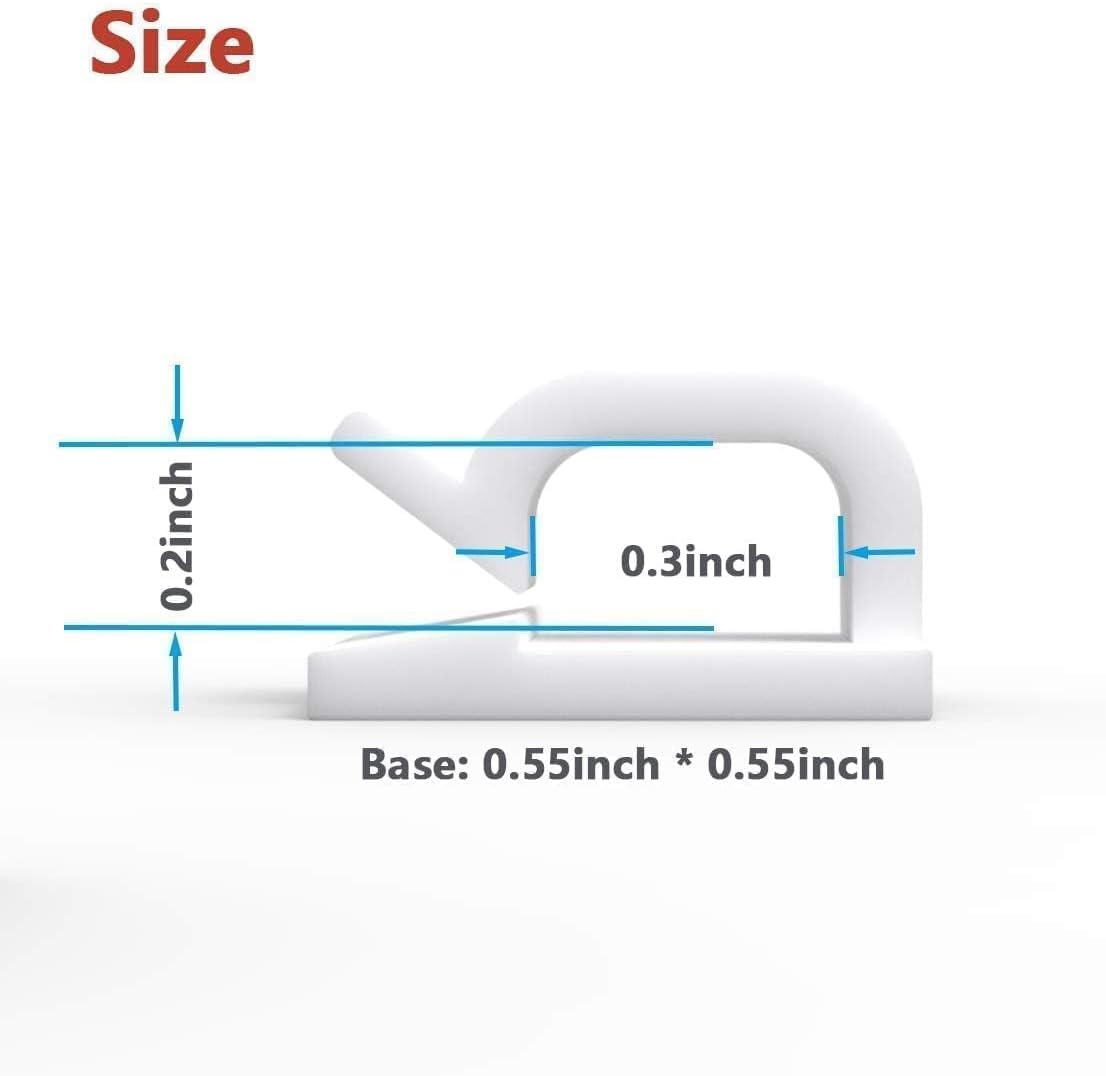 40Pack Adhesive Cable Clips, Wire Holders for Desk Wall Car, White