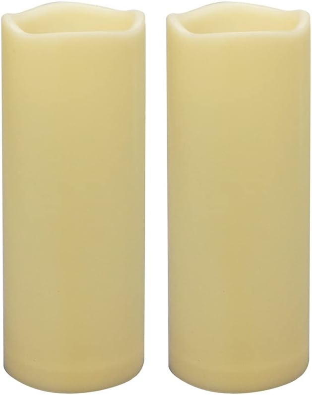 2 PCS 3" x 8" Waterproof LED Flameless Timer Candles, 1000 Hours Long Battery Life/Flickering Battery Operated Electric Outdoor LED Large Pillar Candle for Outside Lantern Festival Decor