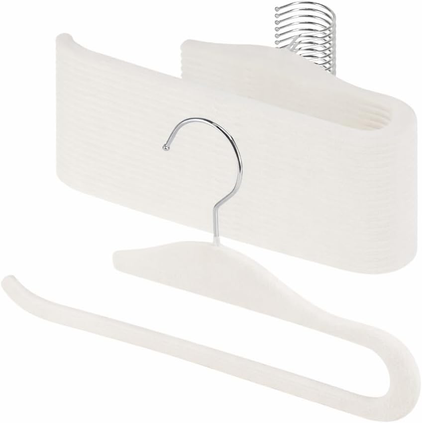 Velvet Pants Hangers, 20 Pack Non-Slip Open Ended Hangers with 360° Swivel Hook Slim Space Saving Jeans Hangers for Pants, Scarves, Ties, Towels, White