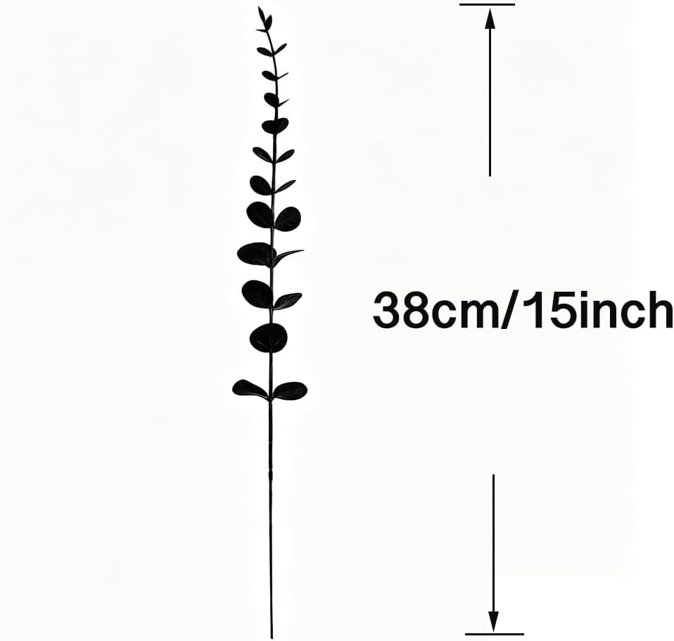 Sivya Artificial Eucalyptus Stems Real Touch Faux Eucalyptus Stems, Artificial Eucalyptus Leaves for Vase Wedding Bouquet Centerpiece Home Decor (Black, 6Pcs)