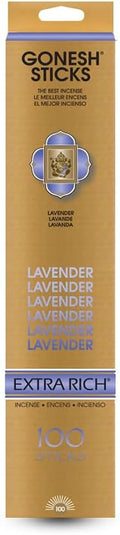 Gonesh - Extra Rich Scented Incense Sticks - Non-Toxic 10” Slow Burn Aromatic Sticks - Lavender - 100 Pack