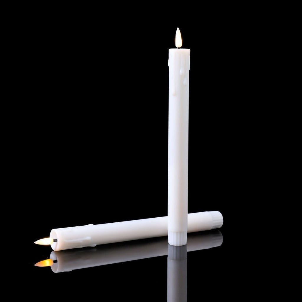 Pack of 6 Decorative Rechargeable White Taper Candles with USB Charge Warm White Light 10 Inch,Remote Flameless Christmas LED Window Candlesticks,25.5 cm Plastic Wedding Candles with Timer
