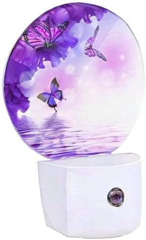 Butterfly Floral Night Light, Plug in Nightlight with Dusk to Dawn Sensor