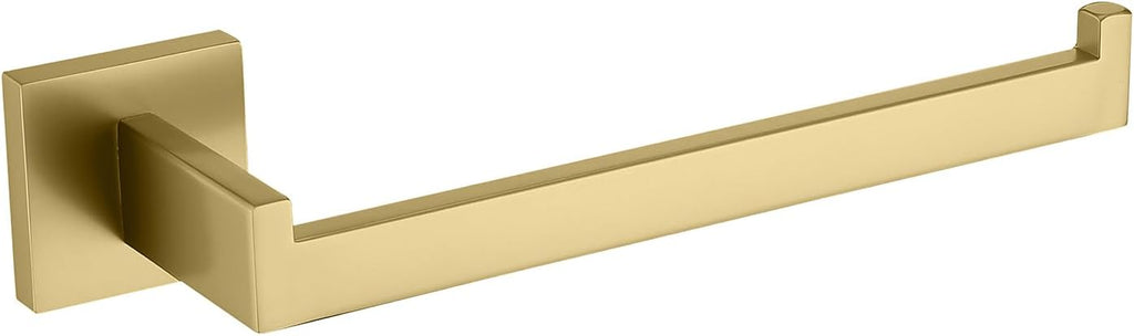 TASTOS Premium Stainless Steel Hand Towel Holder, Square Hand Towel Ring Heavy Duty Wall Mounted Modern Hand Towel Bar for Bathroom Kitchen, Brushed Gold