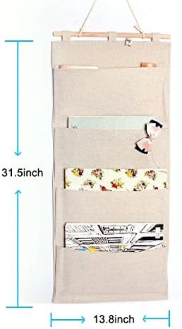 Co-link Linen/Cotton Fabric Wall Door Hanging Storage Pockets Home Organizer (4 Pockets)