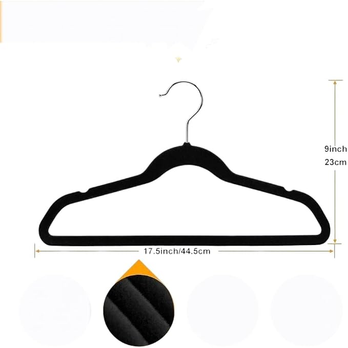Velvet Hangers 60 Pack with 10 Hooks - Black Non-Slip Clothes Hangers, Ultra Thin Space Saving Design for Coats, Suits, Shirts, Dresses, Pants & Closet Organization