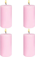 2x4 Inch Baby-Pink Unscented Pillar Candles for Home Décor