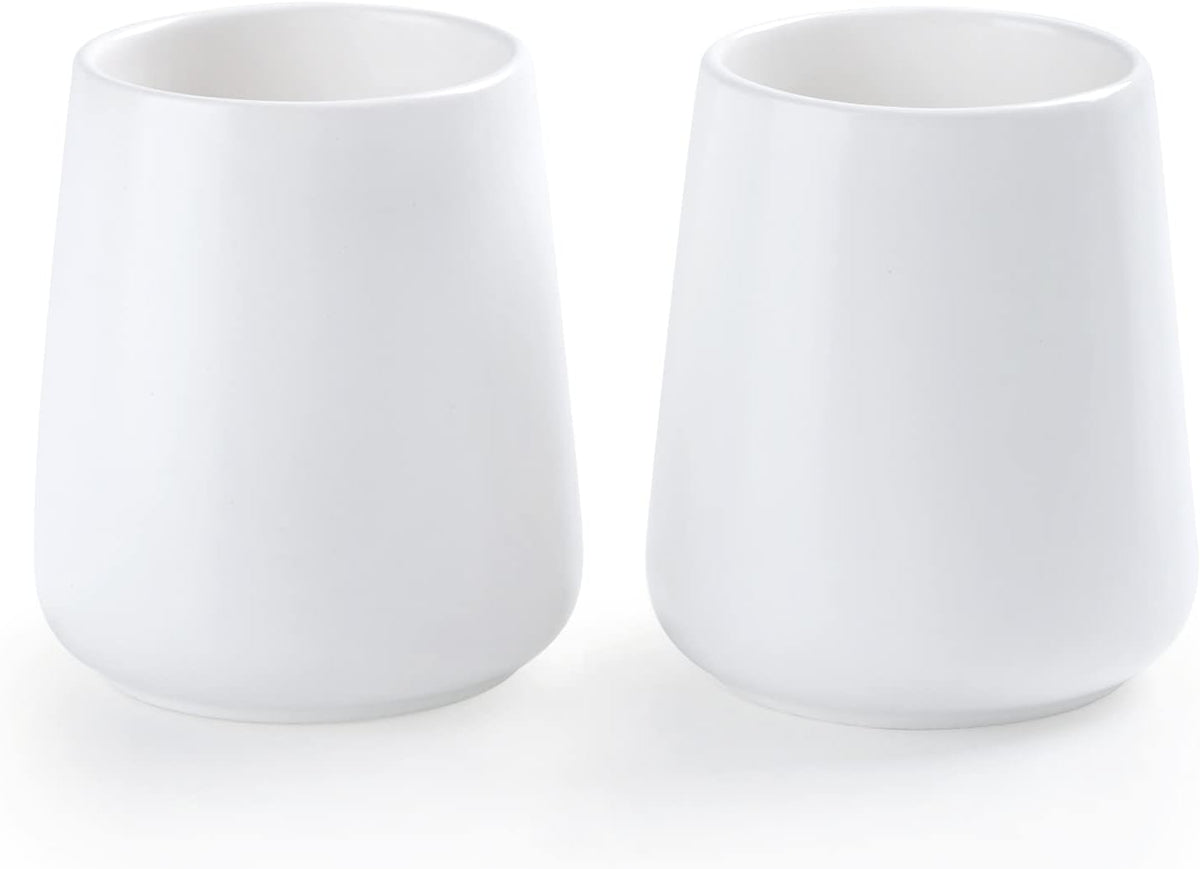 White Toothbrush Holder for Bathroom - 2Pcs Ceramic Tooth Brushing Holders Set, Toothbrush Cup & Toothpaste Organizer for Bathroom Countertop, Makeup Brush Holder, Pen Holder for Home Desktop Storage