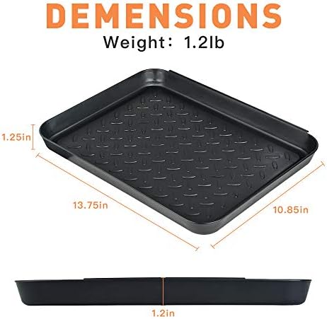 Set of 3 Square Boot Tray, Akamino Plastic Utility Shoe Mat Tray for Entryway Indoor and Outdoor Use in All Seasons, 13.7x10.6x1inch,Black (Pack of 2)
