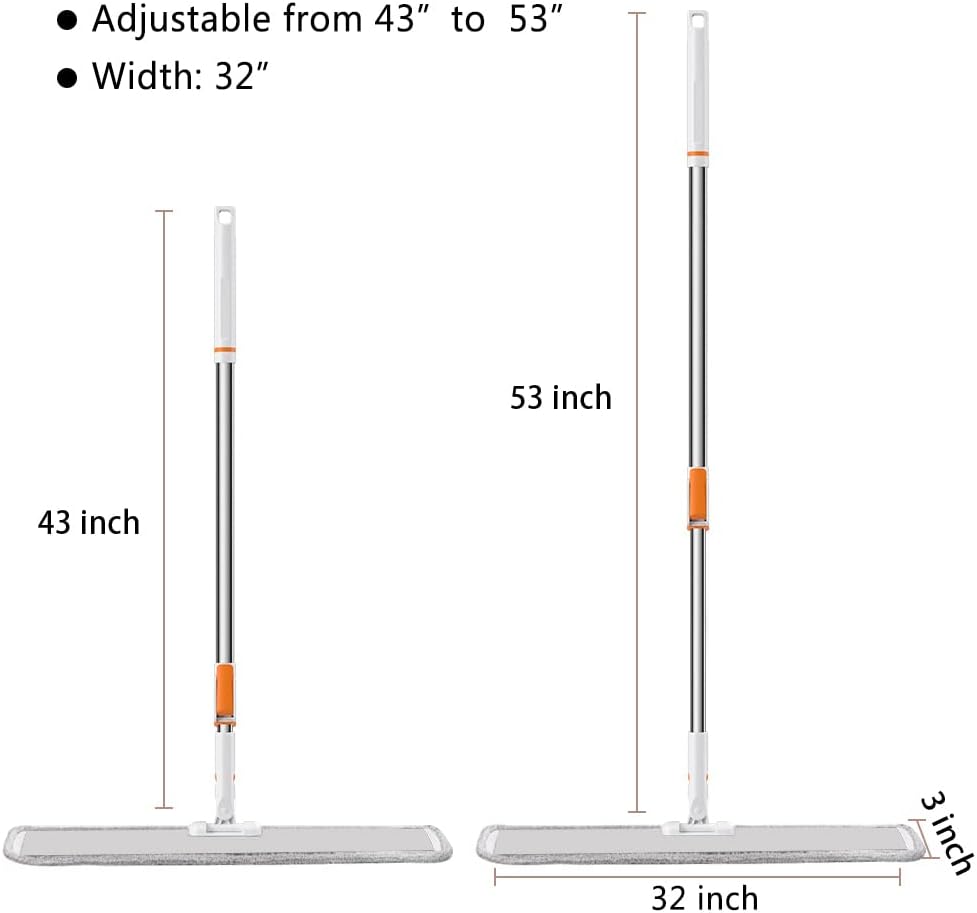 Microfiber Flat Mop 32 in with 4 Washable Pads for Hardwood Floors