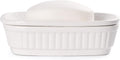 ANTIS'S HOME Ceramic Double Layer Self Draining White Soap Dish Bathroom Kitchen