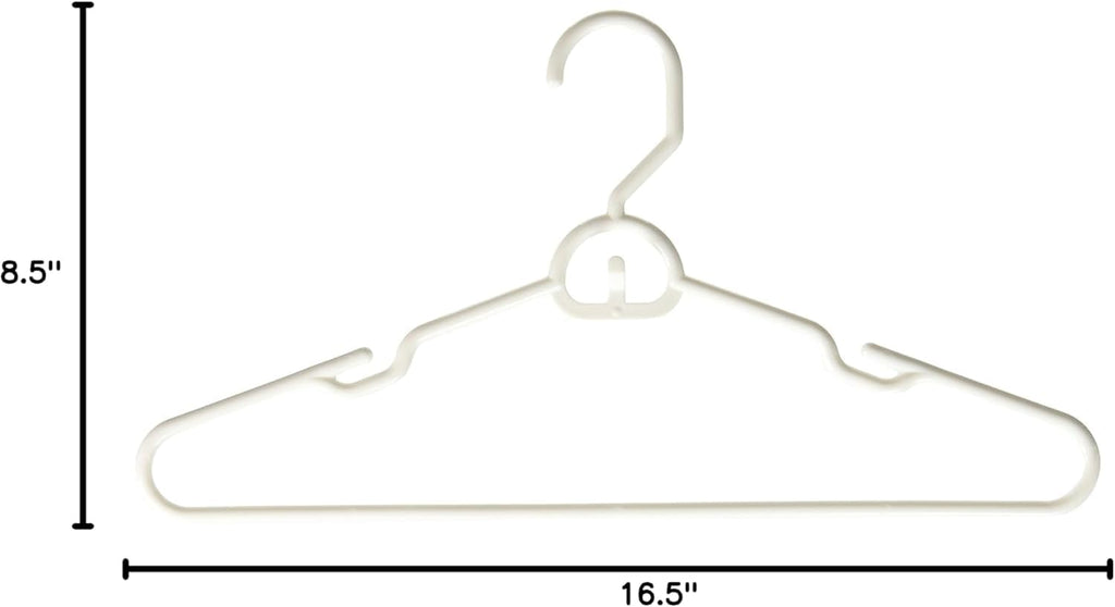 Heavy-Duty Tubular Plastic Hangers with Attachable Hook – White, Space-Saving Design (6-Pack)