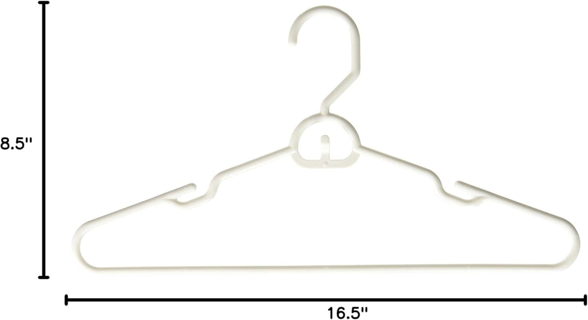 Heavy-Duty Tubular Plastic Hangers with Attachable Hook – White, Space-Saving Design (6-Pack)