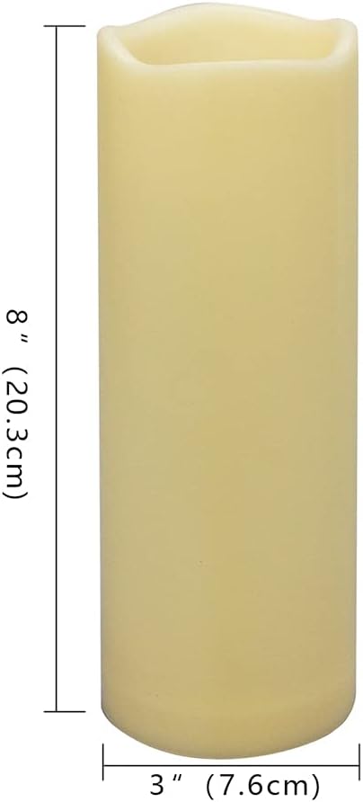 2 PCS 3" x 8" Waterproof LED Flameless Timer Candles, 1000 Hours Long Battery Life/Flickering Battery Operated Electric Outdoor LED Large Pillar Candle for Outside Lantern Festival Decor