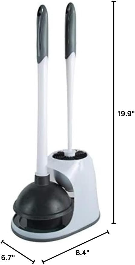Bath Bliss 2 Pack 2-in-1 Bowl Brush & Plunger in White