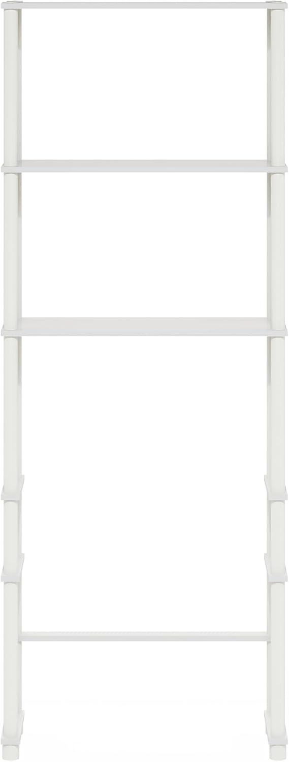 Furinno Turn-N-Tube Over The Toilet Storage, 3-Shelf Over The Toilet Organizer, Freestanding Space Saver Bathroom Shelf, for Bathroom Organizers and Storage, White