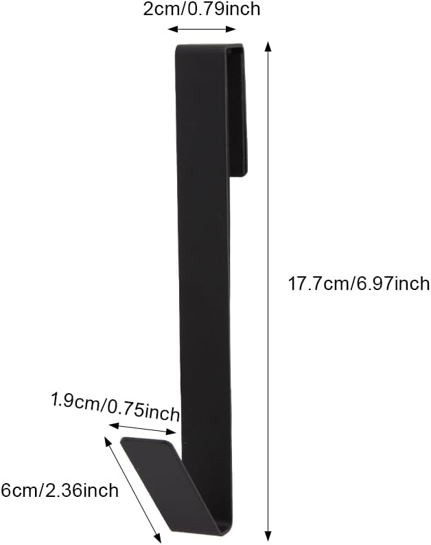 4 Pack 7 Inch Shower Door Hooks for Frameless Glass Doors Up to 11mm (7/16"), Stainless Steel Over Door Towel Hooks, No Drill Shower Hanger for Bathroom Towels & Robes, Matte Black