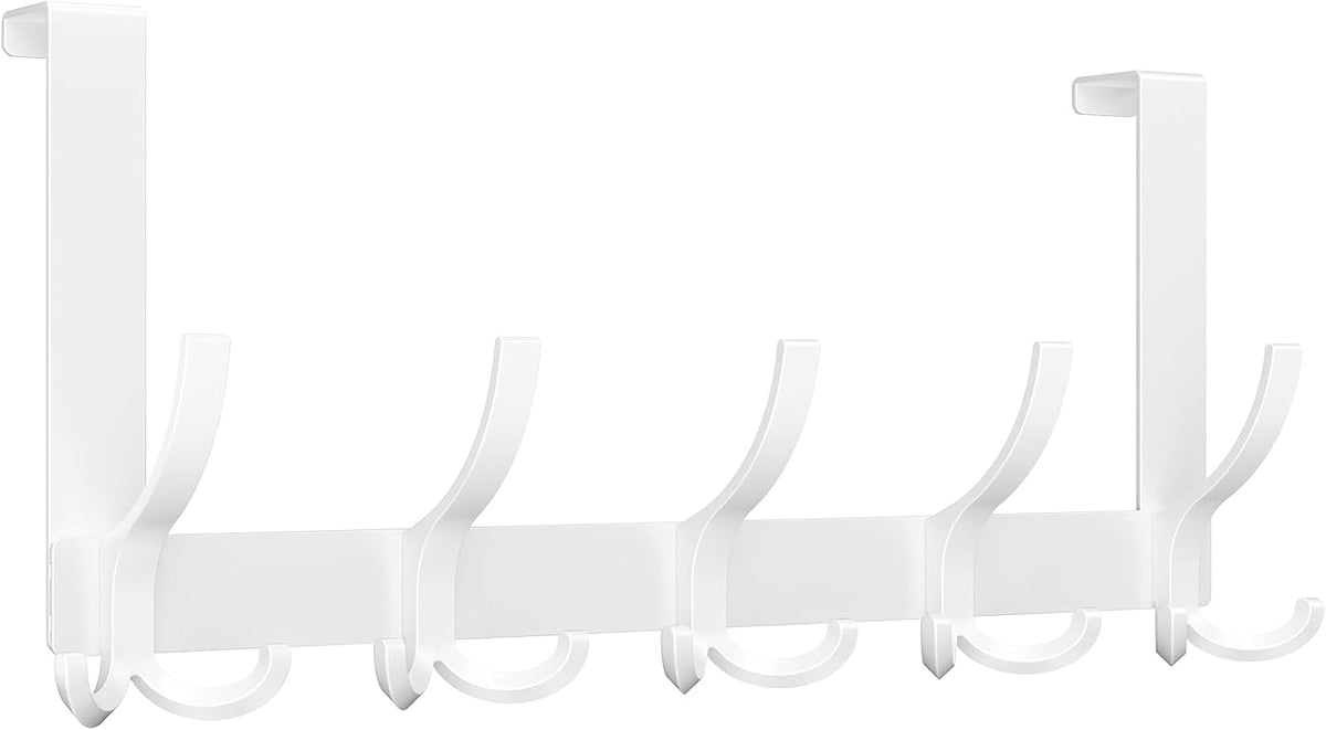 Optish Door Hanger Hook, Over The Door Hooks for Hanging, Over The Door Towel Racks for Bathroom, Over The Door Hanger - 5 Triple Hooks for Towel, Clothes and Hat (White, 1 Pack), TRI-1P