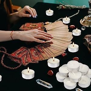 100 Pack 4 Hour Long time Burning,Unscented Tea Lights Candles,White, Smokeless, Dripless,for Weddings, Home, Pool,Shabbat
