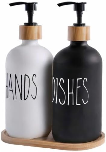 MOMEEMO Soap Dispenser Set, Black & White