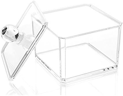 Kamay's Transparent Cotton Ball Pad Swabs Make Up Pads Dispenser Holder Organizer Container with lid Multifunction Acrylic Cosmetic Makeup Organizer (D)