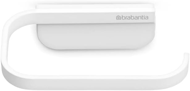 Brabantia Mindset Wall Mounted Toilet Roll Holder (Mineral Fresh White) Wide Opening, Bathroom Tissue Rack, Concealed Fixings, Anti-Rust Materials