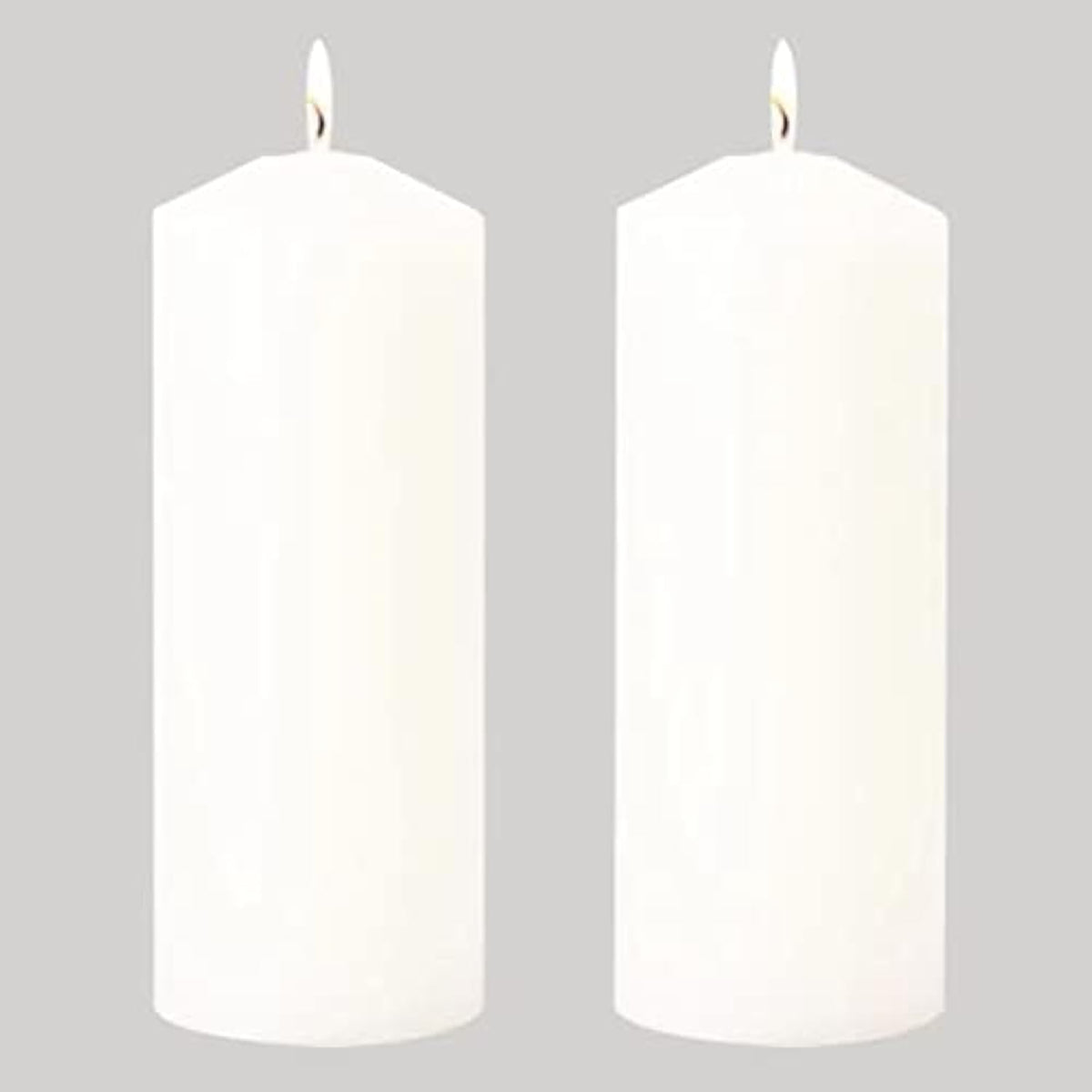 Pillar Candles Set of 2, Unscented Large White Emergency Candle, 3x8 inches Hand Poured Tall Candles Bulk, Non-Toxic Smokeless Dripless and Unscented Candles for Home Wedding Decor