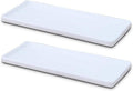 Ceramic Vanity Tray Small Rectangle, Bathtub Tray Bathroom Organizer, Cosmetics Holder for Tissue Candle Towel Plant Jewelry Ring Dish Dresser Perfume Shampoo-White(2 Pcs)(Large)
