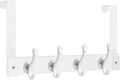 Homode Over The Door Hooks Heavy Duty, Wood Over Door Hanger Hook, Over Door Towel Rack with Coat Hooks for Hanging Towels Clothes Hats Bags, Back of Bathroom Door, White