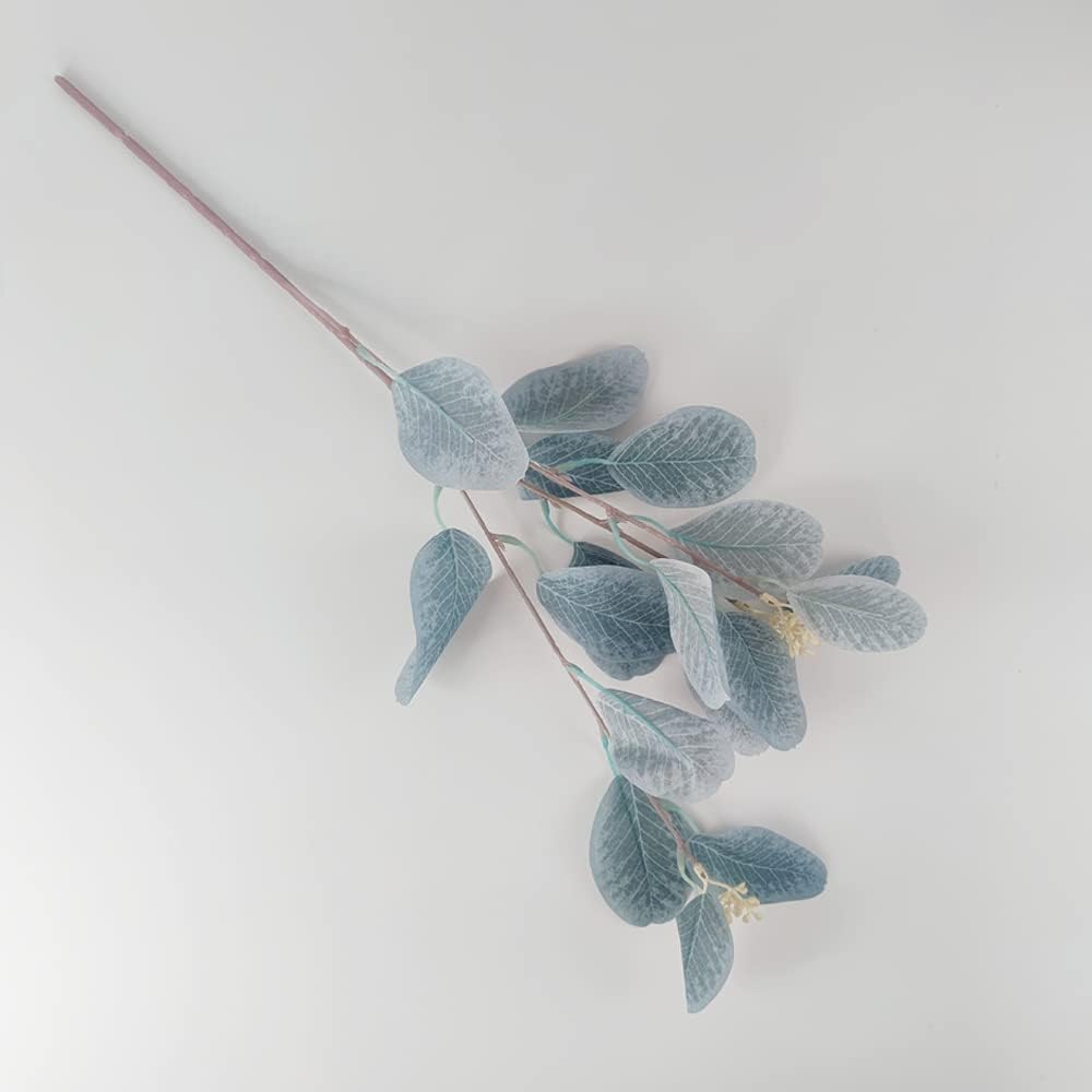 4Pcs Artificial Eucalyptus Leaves Stems Faux Eucalyptus Plant Branches for Vase Filling Home Decoration Flowers Wedding Holiday Arrangement (Light Blue)