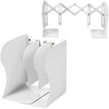 Metal Bookends for Heavy Books, Sturdy Book Stopper to Hold Books Heavy Duty, Adjustable Book Ends for Office & School (White)