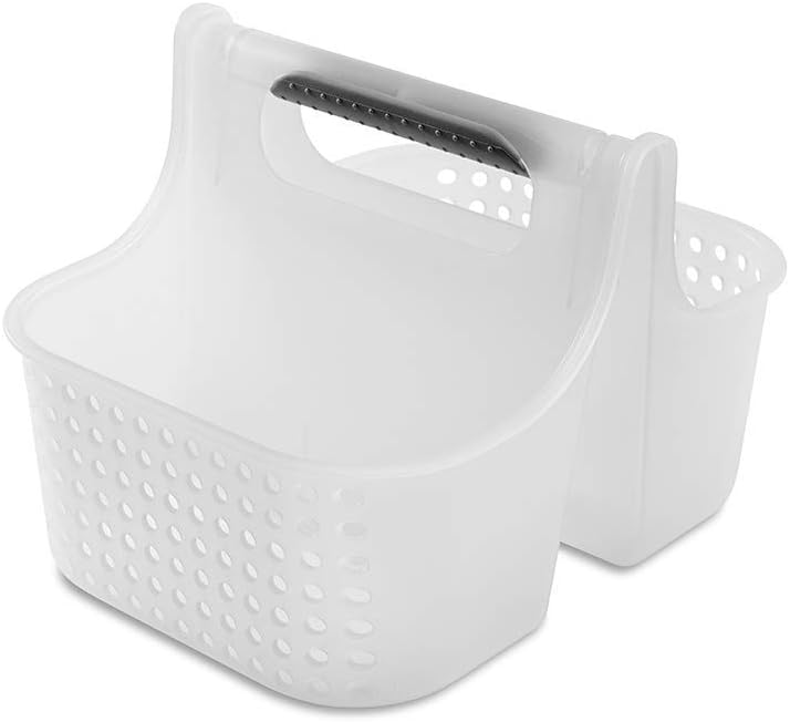 madesmart Shower Tote with Soft Grip Handle, Frost
