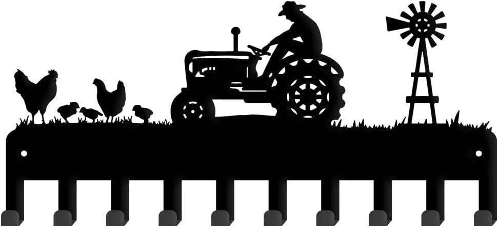 SUPERDANT Farm Metal Key Holder Farm Tractor Wall Mounted Key Organizer Key Hanger with Hooks Home Storage Hat Cloth Necklace Living Kids' Room Door Home Wall Decoration 33×15cm