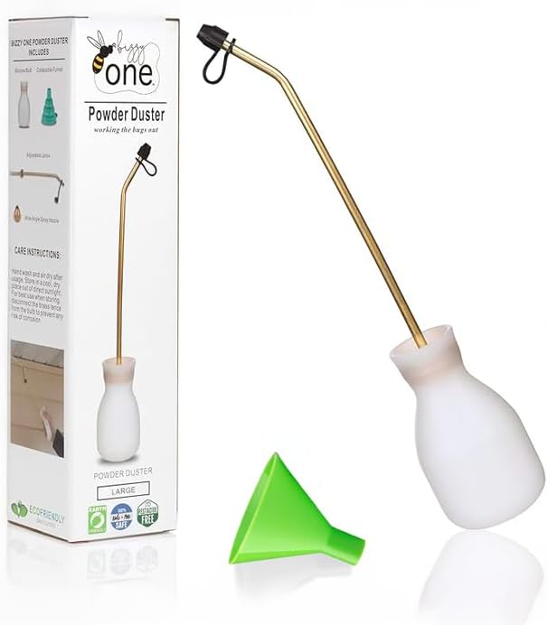 Bizzy One Bulb Duster Sprayer (8 oz) — Diatomaceous Earth Bulb Duster with Powder Applicator — Eco-Safe Garden Sprayer Bulb for Indoor and Outdoor Crawler Treatment