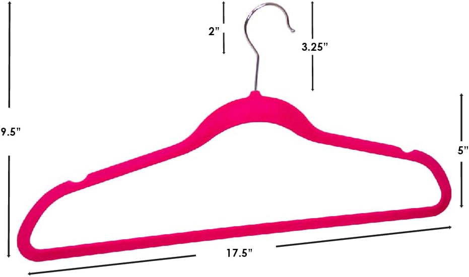 Home Basics Clothes (Pack of 10), Fuchsia, Velvet Hangers