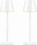 White Cordless Table Lamp Set of 2 for Patio Restaurant Home Dinner Kitchen