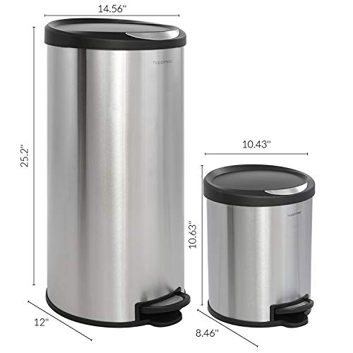 happimess Molly 2-Piece Round Step Trash Can, Platinum Silver