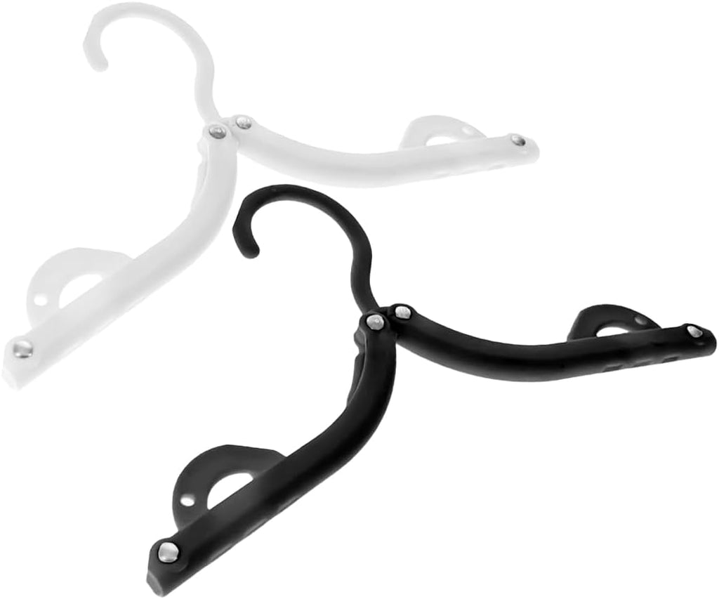 SE 12-piece Set of Folding Ultra Compact Travel Hangers (Black & White), Open 16-Inches Folded 5-Inches