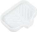 MicoYang Silicone Soap Dish with Drain Spout, Self-Draining Sink Organizer Tray for Bathroom and Kitchen, Sponges, Dispensers and Soap Holder, Non-Slip and Dishwasher Safe, White (Compact, 4.9"×3.2")
