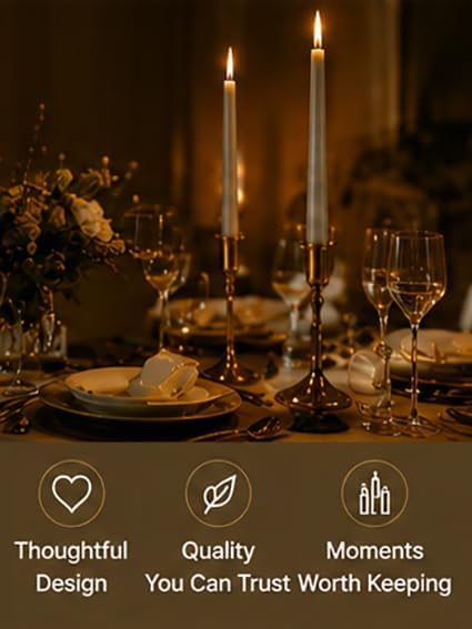 Metallic Pearl White Taper Candles for Wedding Table Centerpieces