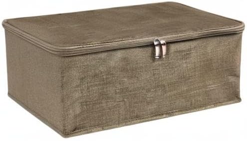 ANMINY Fabric Storage Bins with Zipper Lids, 15"x10"x6", Coffee, 2 PCS